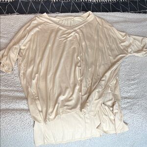 Zenana Outfitters Light Cream Draped Short-Sleeve Top